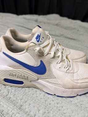 Nike Men's Air Max Sneakers in White with Blue Swoosh